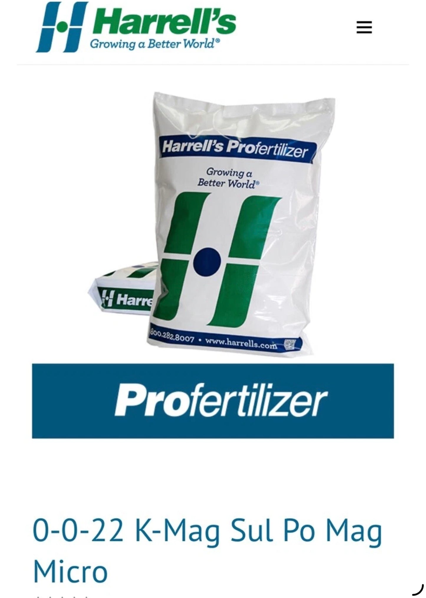 HARRELL’S FERTILIZER 0-0-22. Professional Grade Slow Release Granular Fertilizer